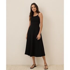 Pact Organic Cotton Midi Dress Sleeveless Casual Sundress Navy Small New W/ Tags